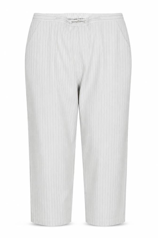 Bonmarché Womens White Striped Cropped Trousers Size 18 L24 in