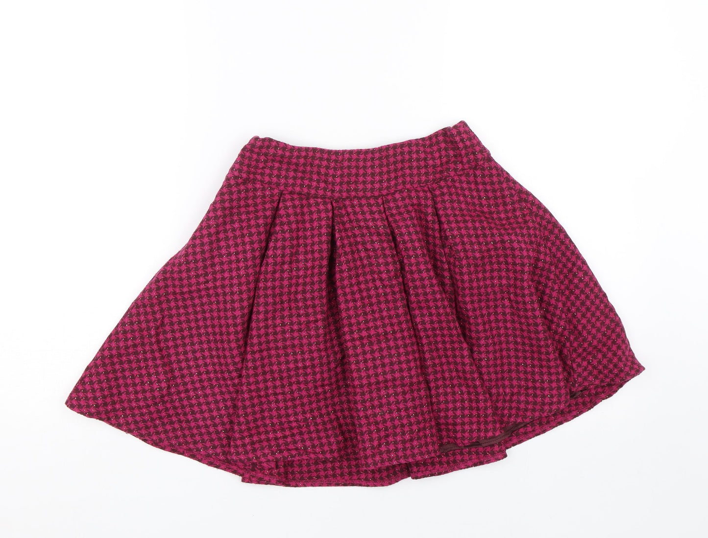 Monsoon Girls Pink Houndstooth  Skater Skirt Size 9-10 Years