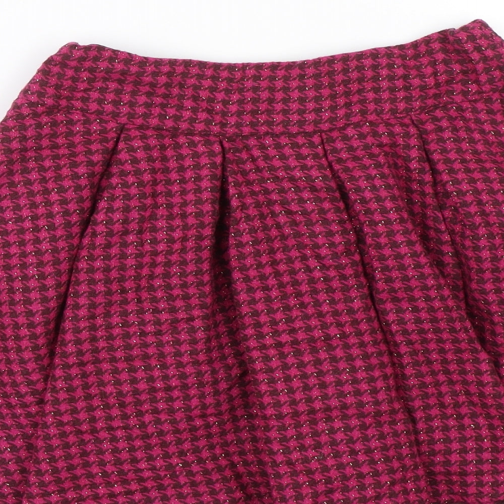 Monsoon Girls Pink Houndstooth  Skater Skirt Size 9-10 Years