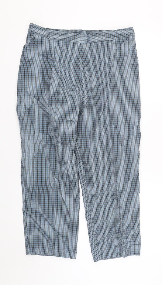 Preworn Womens Blue Houndstooth  Cropped Trousers Size 14 L23.5 in