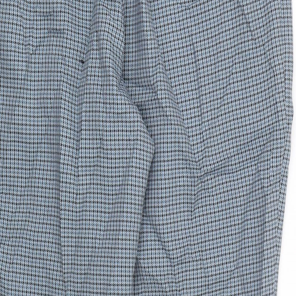 Preworn Womens Blue Houndstooth  Cropped Trousers Size 14 L23.5 in