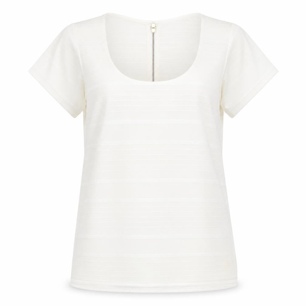 Oasis Womens White Striped  Basic T-Shirt Size 12