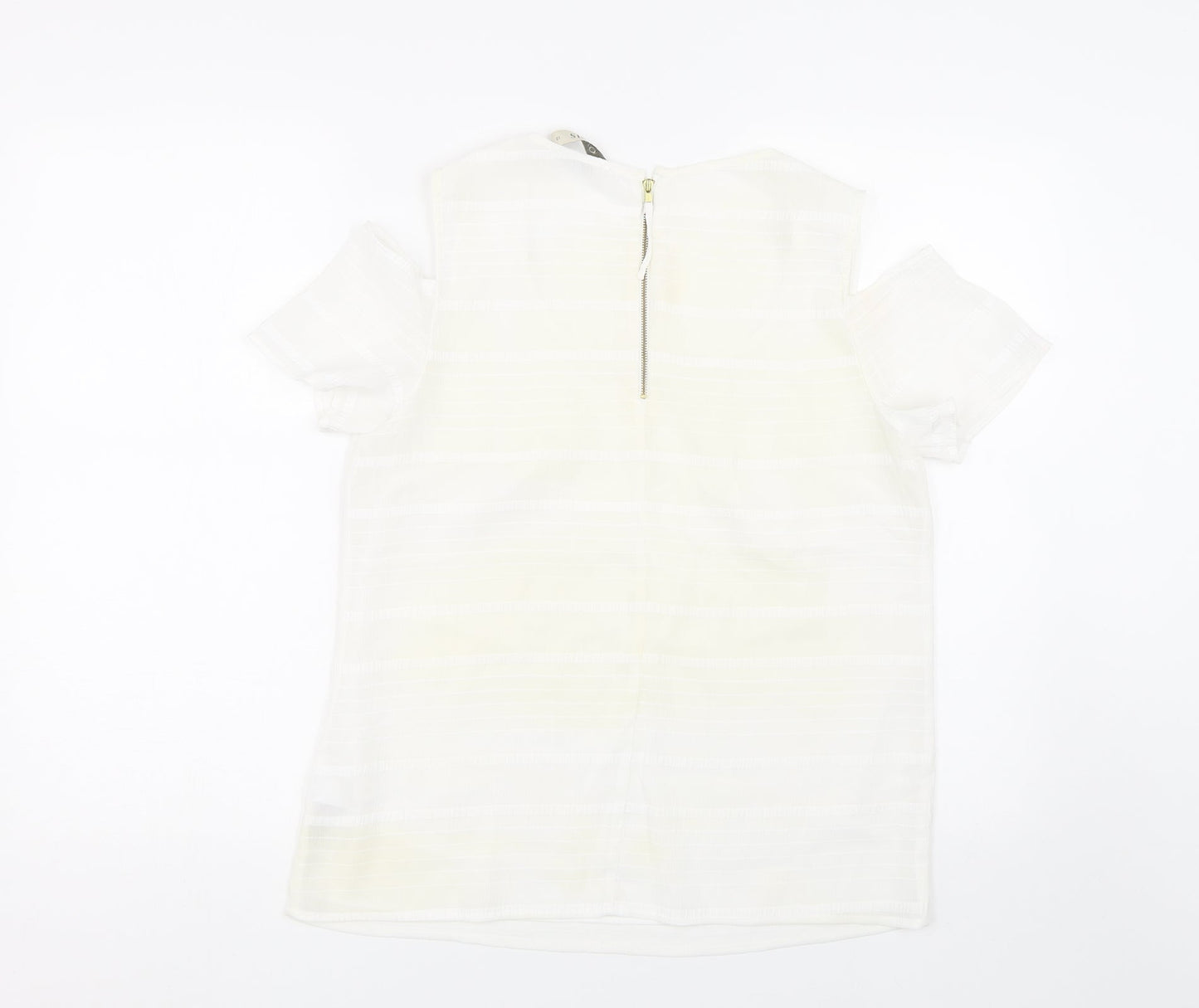 Oasis Womens White Striped  Basic T-Shirt Size 12