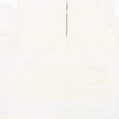 Oasis Womens White Striped  Basic T-Shirt Size 12