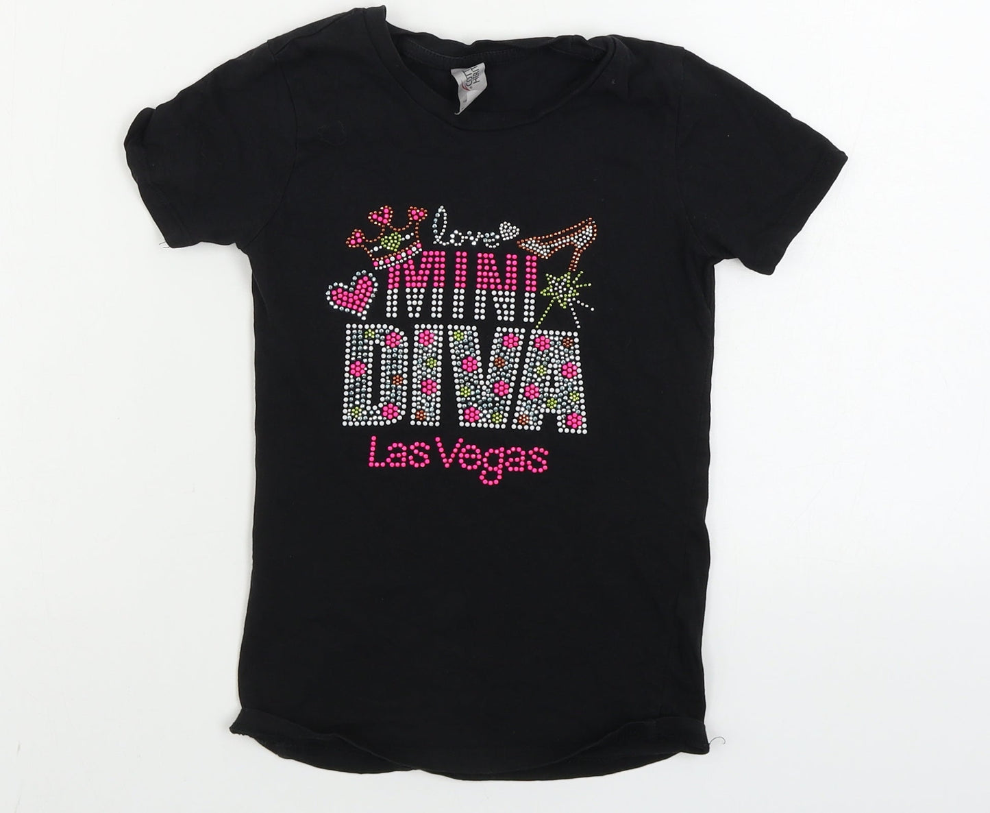 Cotton Heritage  Girls Black   Basic T-Shirt Size S