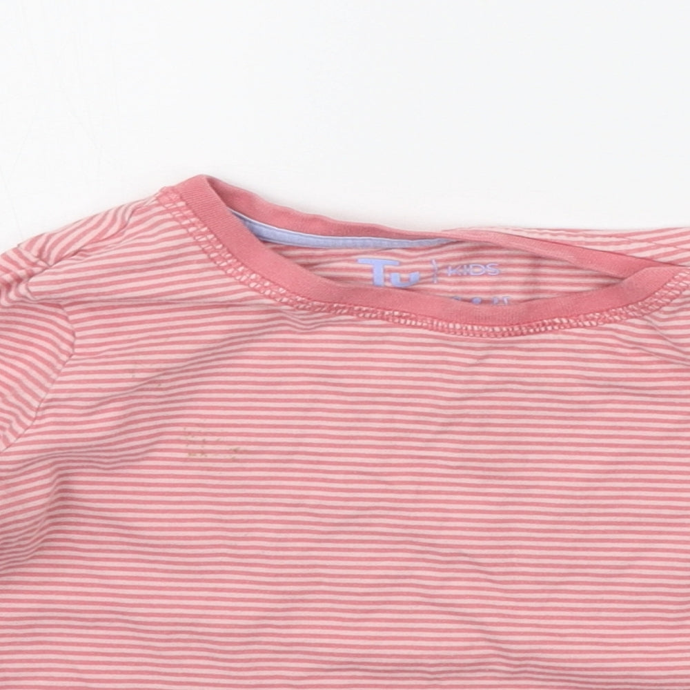 TU Girls Pink Striped  Basic T-Shirt Size 4-5 Years