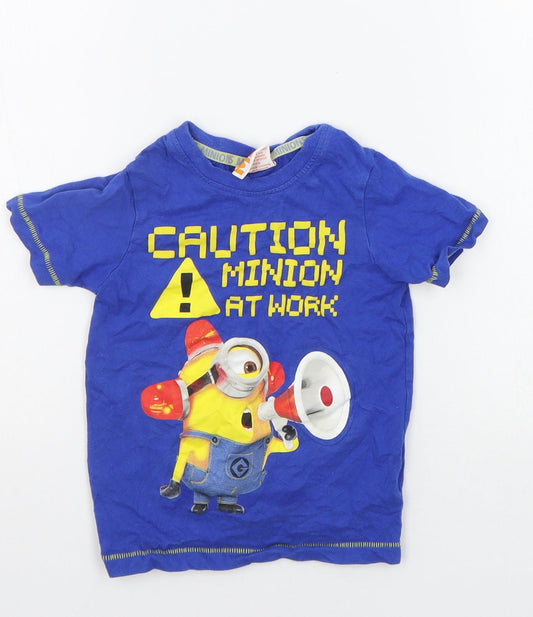 George Girls Blue   Basic T-Shirt Size 3-4 Years  - dispicable me