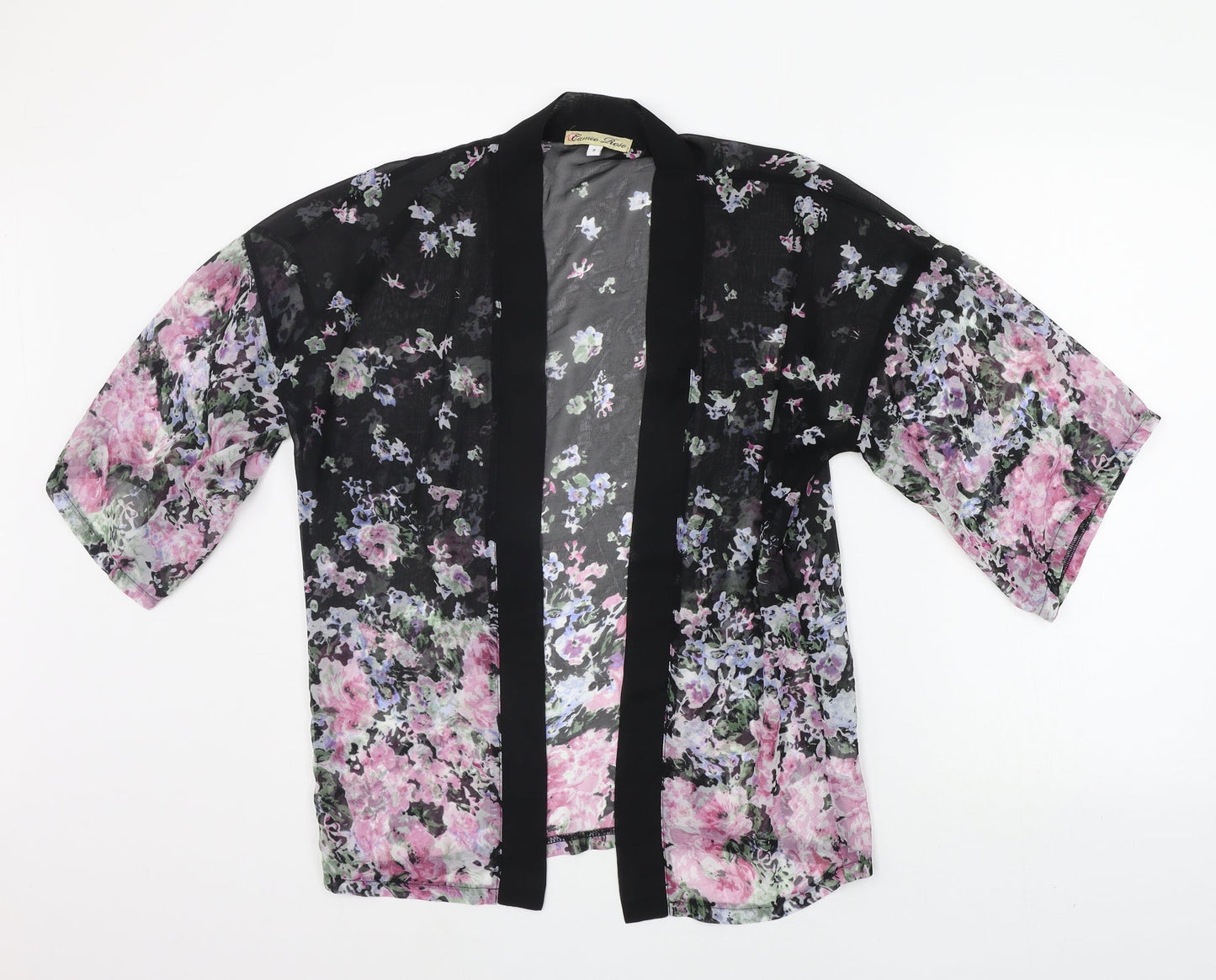CAMERO ROSE Womens Black Geometric  Cardigan Jumper Size 8