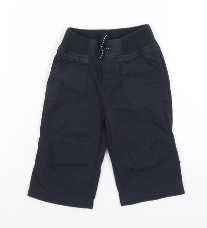 Additional front view of Matalan Baby Blue Cargo Trousers, size 6-9, Months