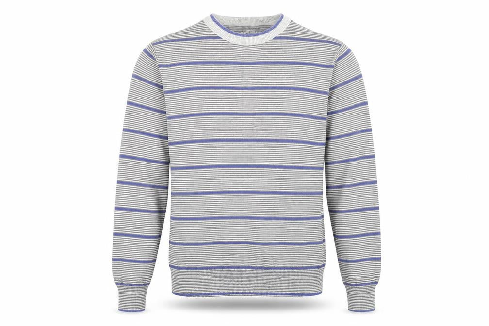 Cedarwood State Mens Grey Striped Pullover Jumper Size S