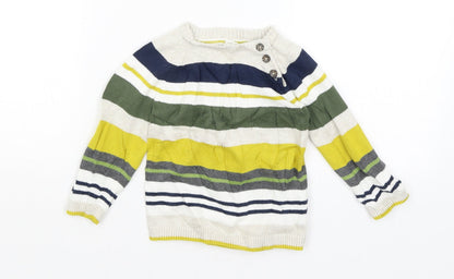 Additional front view of H&M Baby White Striped jumper, size 9-12, Months