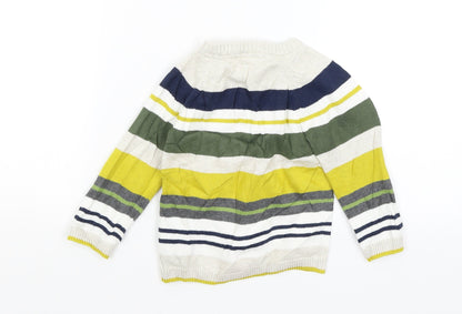 Back view of H&M Baby White Striped jumper, size 9-12, Months