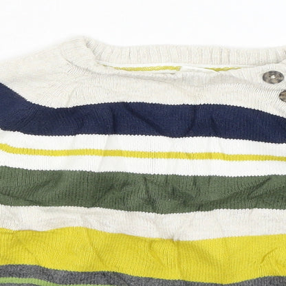 Close-up detail of H&M Baby White Striped jumper, size 9-12, Months