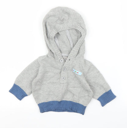Additional front view of Tu boys’ grey jumper, size 0-3, months