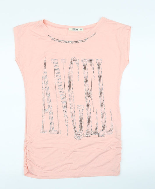 Elisa Immagine Womens Pink  Rayon Basic Blouse Size S