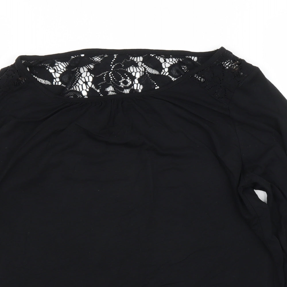 M&S Womens Black Floral  Basic Blouse Size 16