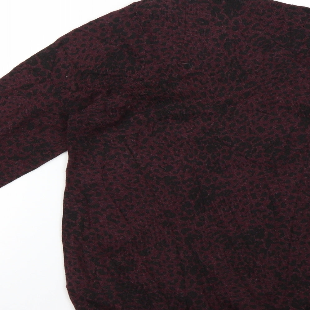 Warehouse Womens Purple Animal Print  Pullover Jumper Size 14