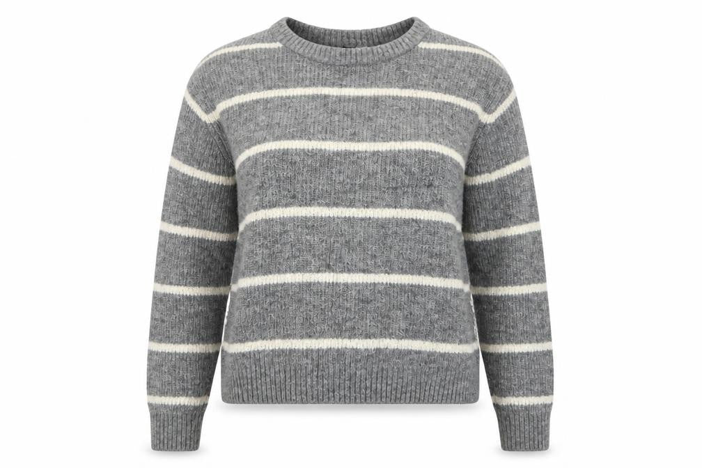 H&M Womens Grey Striped  Pullover Jumper Size M