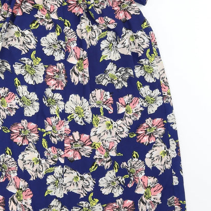 Brand and care label for Atmosphere women’s blue floral shift, size UK 10