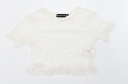 PRETTYLITTLETHING Womens White   Cropped Blouse Size 6