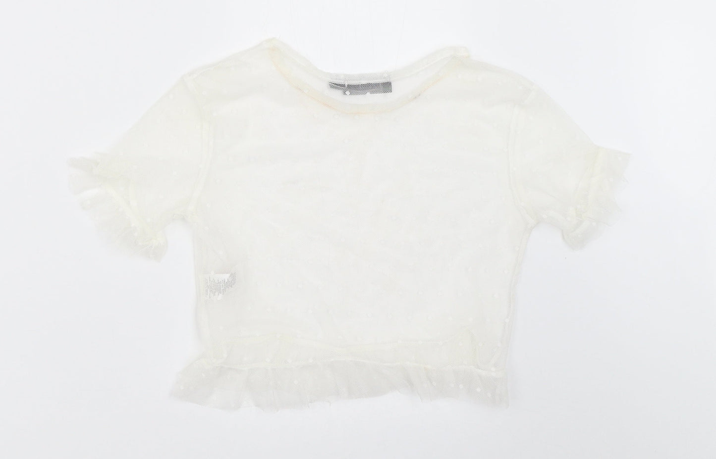 PRETTYLITTLETHING Womens White   Cropped Blouse Size 6