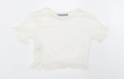 PRETTYLITTLETHING Womens White   Cropped Blouse Size 6