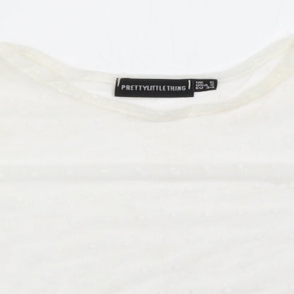 PRETTYLITTLETHING Womens White   Cropped Blouse Size 6