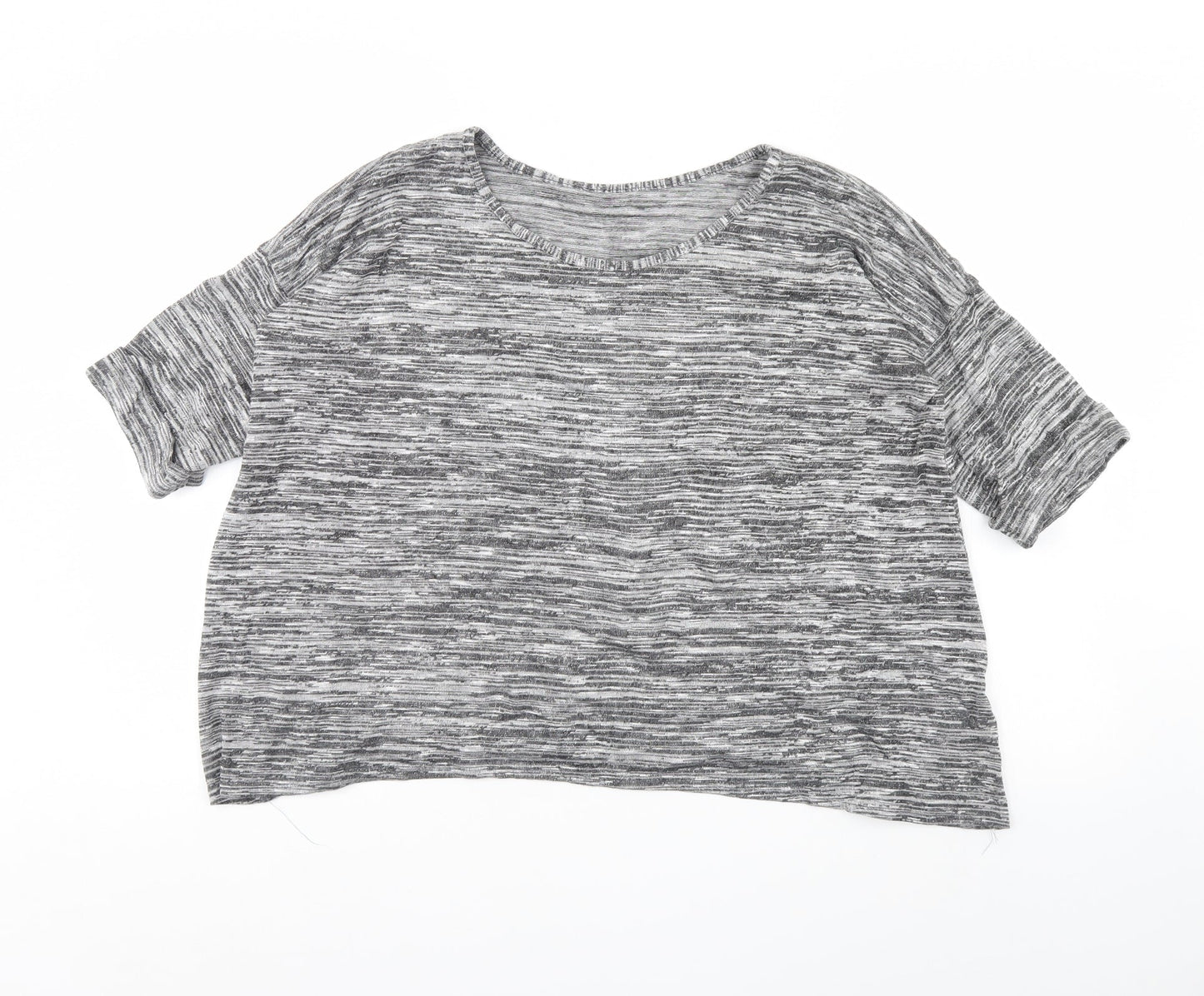 Blooming Marvellous Womens Grey Striped  Cropped T-Shirt Size 10