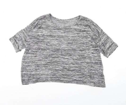 Blooming Marvellous Womens Grey Striped  Cropped T-Shirt Size 10