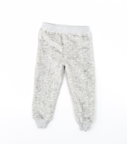 NEXT Girls Grey Solid Fleece Cami Pyjama Pants Size 2 Years