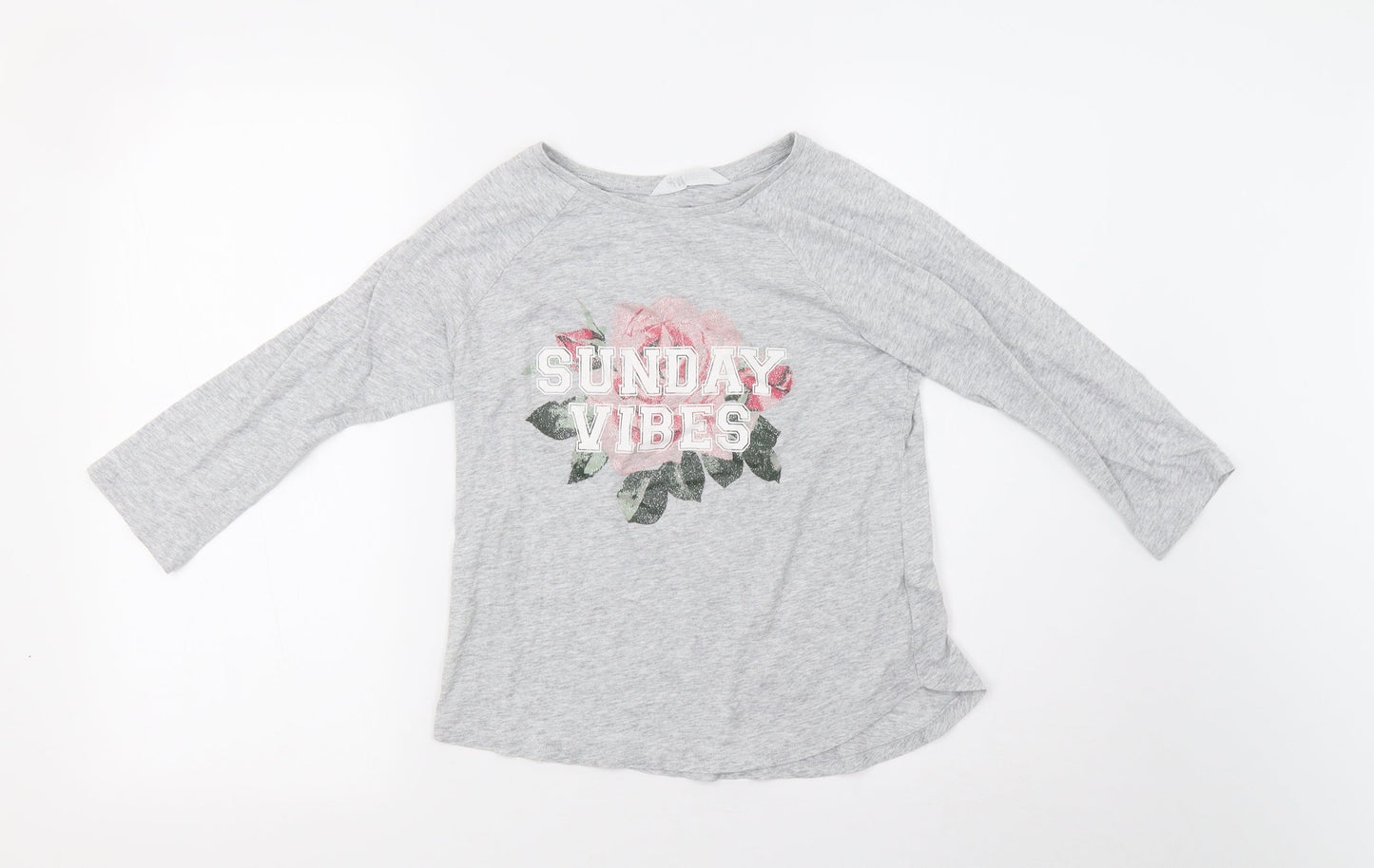 H&M Girls Grey    Pyjama Top Size 8-9 Years  - sunday vibes