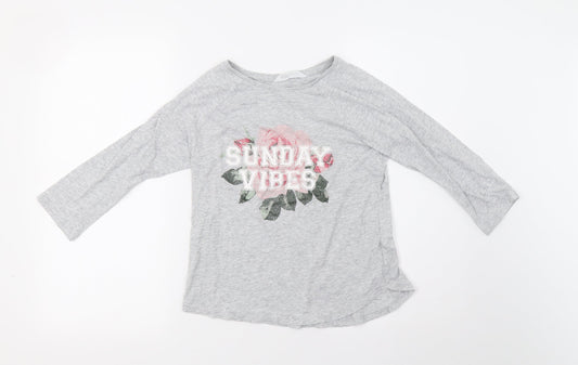 H&M Girls Grey    Pyjama Top Size 8-9 Years  - sunday vibes