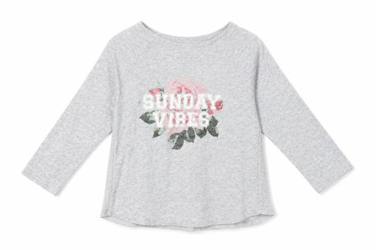 H&M Girls Grey    Pyjama Top Size 8-9 Years  - sunday vibes