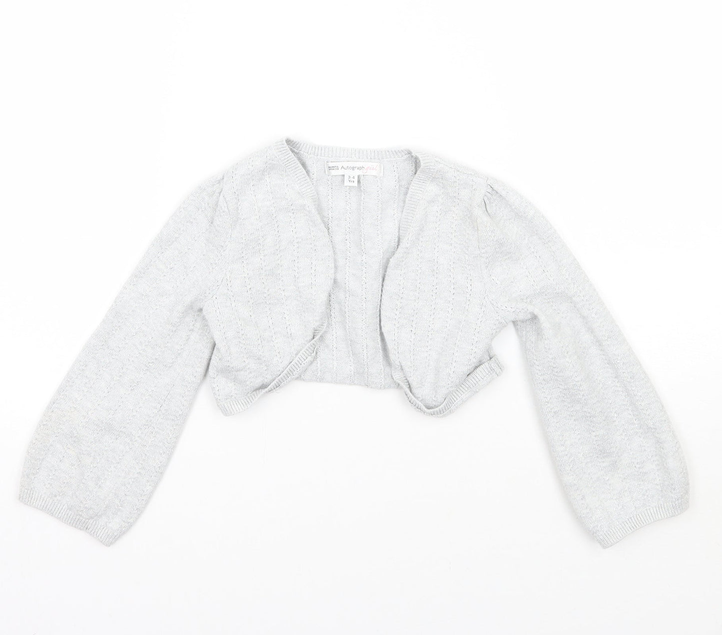 Marks and Spencer Girls Grey   Cardigan Jumper Size 3-4 Years
