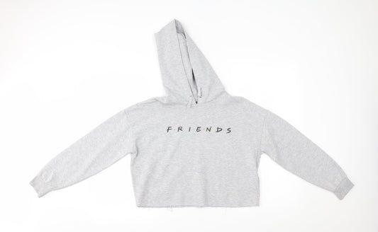 New Look Girls Grey   Pullover Hoodie Size 12-13 Years  - friends, cropped