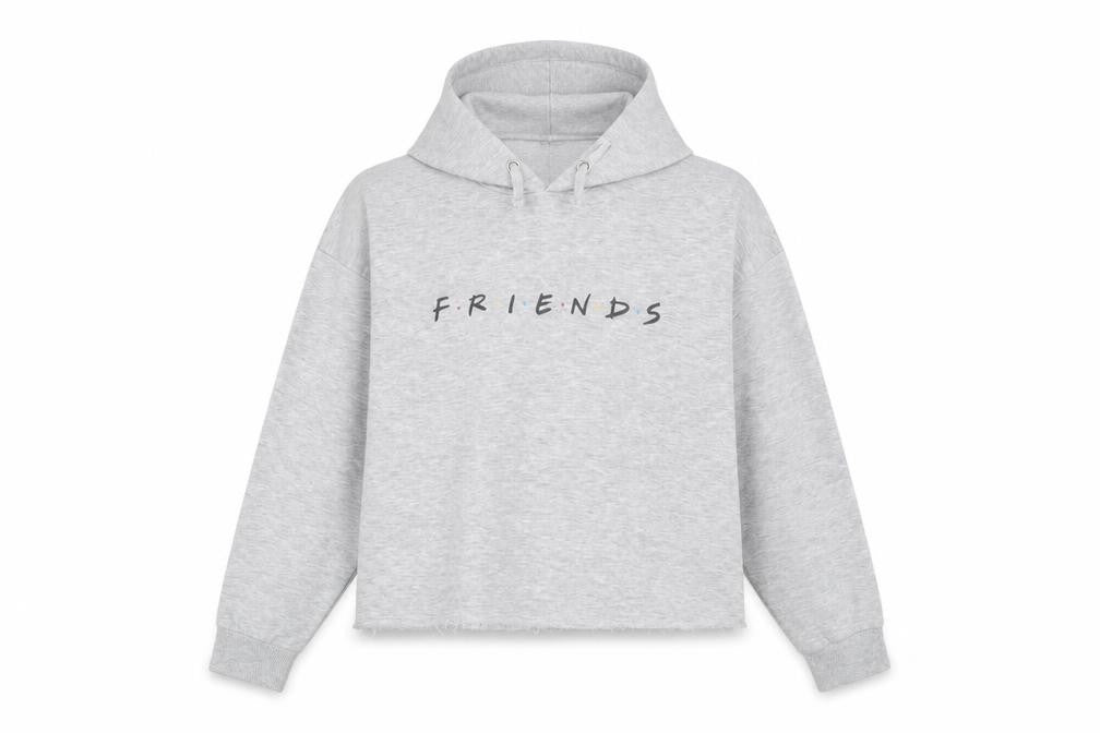 New Look Girls Grey   Pullover Hoodie Size 12-13 Years  - friends, cropped