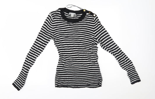 H&M Womens Black Striped  Pullover Jumper Size S