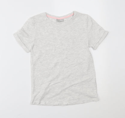 Additional front view of Matalan girls’ grey basic t-shirt, size 8, years