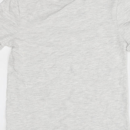 Brand and care label for Matalan girls’ grey basic t-shirt, size 8, years