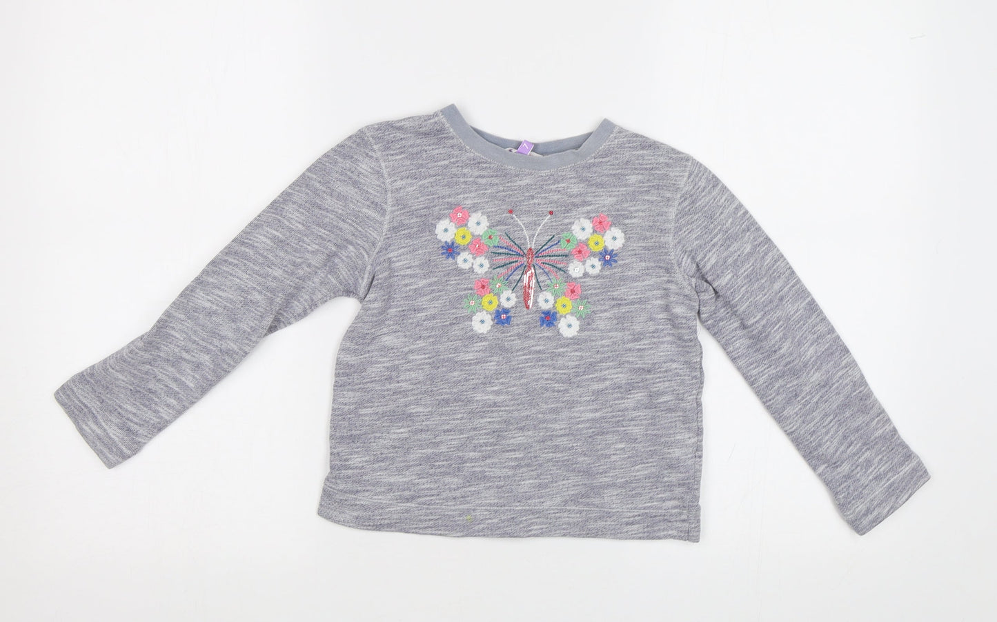 John Lewis Girls Grey Floral  Pullover Sweatshirt Size 7 Years  - Butterfly