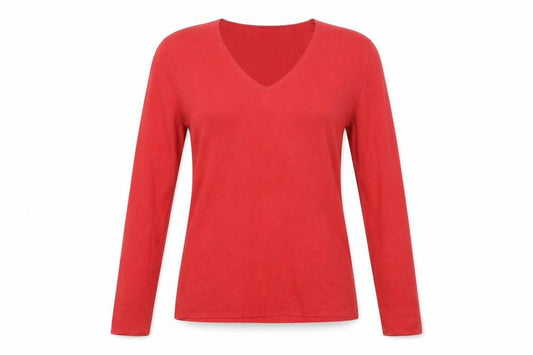 Repeat Womens Red  Knit Henley Jumper Size S