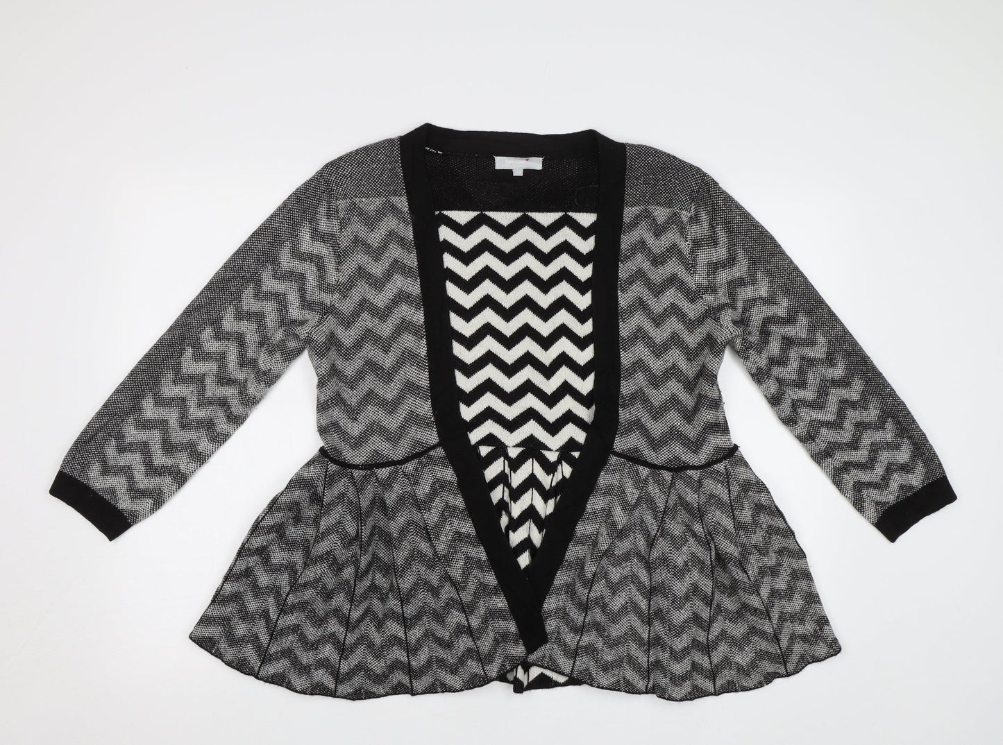 M&S Womens Black Striped  Cardigan Jumper Size 12