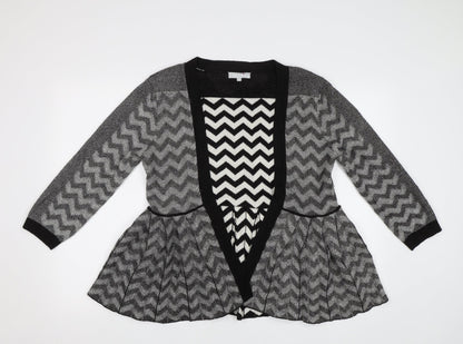 Marks & Spencer Womens Black Striped  Cardigan Jumper Size 12