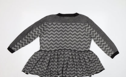Marks & Spencer Womens Black Striped  Cardigan Jumper Size 12