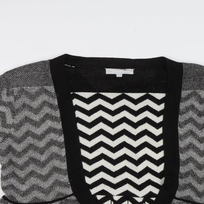 Marks & Spencer Womens Black Striped  Cardigan Jumper Size 12