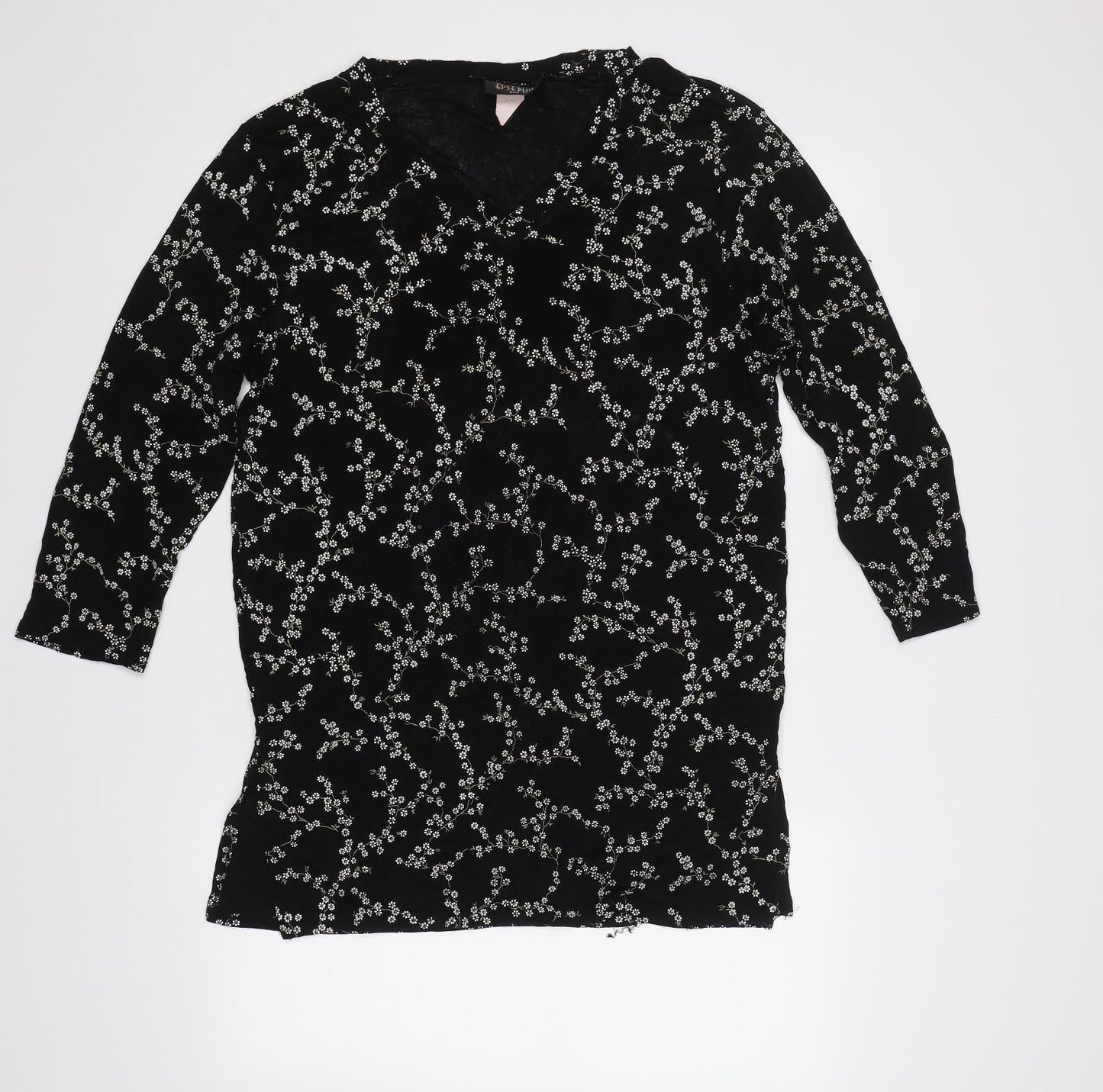 Es Se Plus Womens Black Floral  Basic Blouse Size L