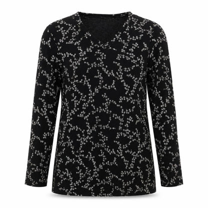 Es Se Plus Womens Black Floral  Basic Blouse Size L