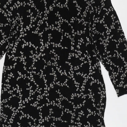 Es Se Plus Womens Black Floral  Basic Blouse Size L