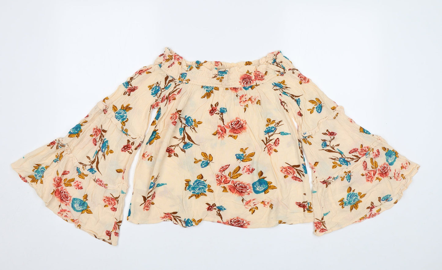 Primark Womens Beige Floral  Basic Blouse Size 10
