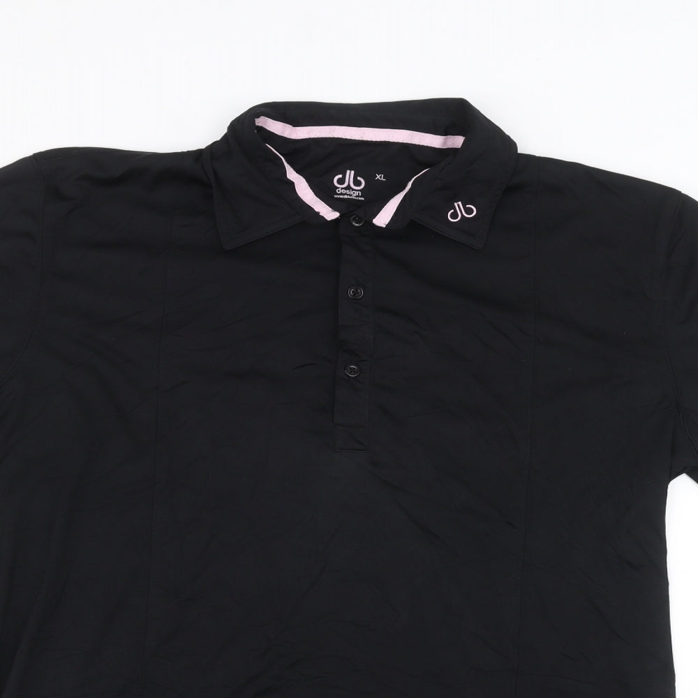 design Womens Black   Basic Polo Size XL